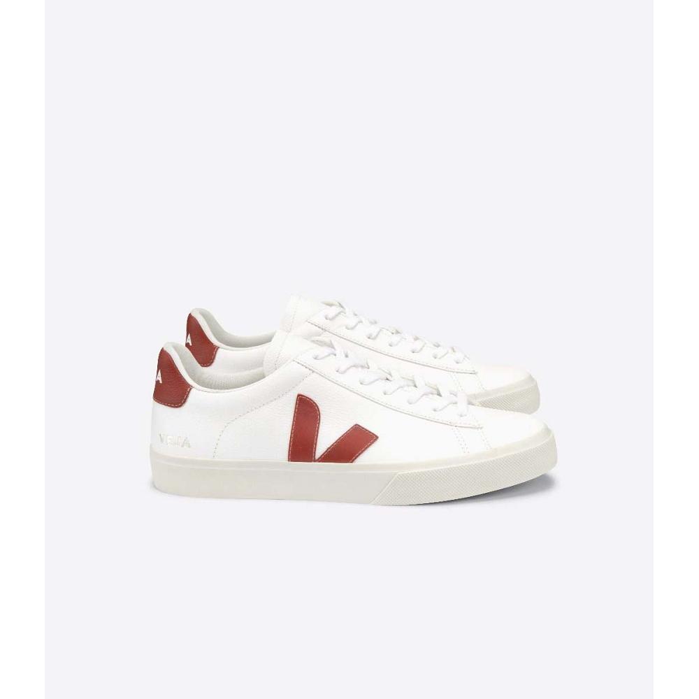 Men\'s Veja CAMPO CHROMEFREE Low Tops Sneakers White/Red | SG 299MQZ